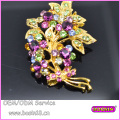 Bijoux en or Fashion Purple Stones Fleur Feuille Broche 5294